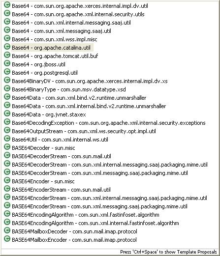 All the completions of Base64 in my Java EE app